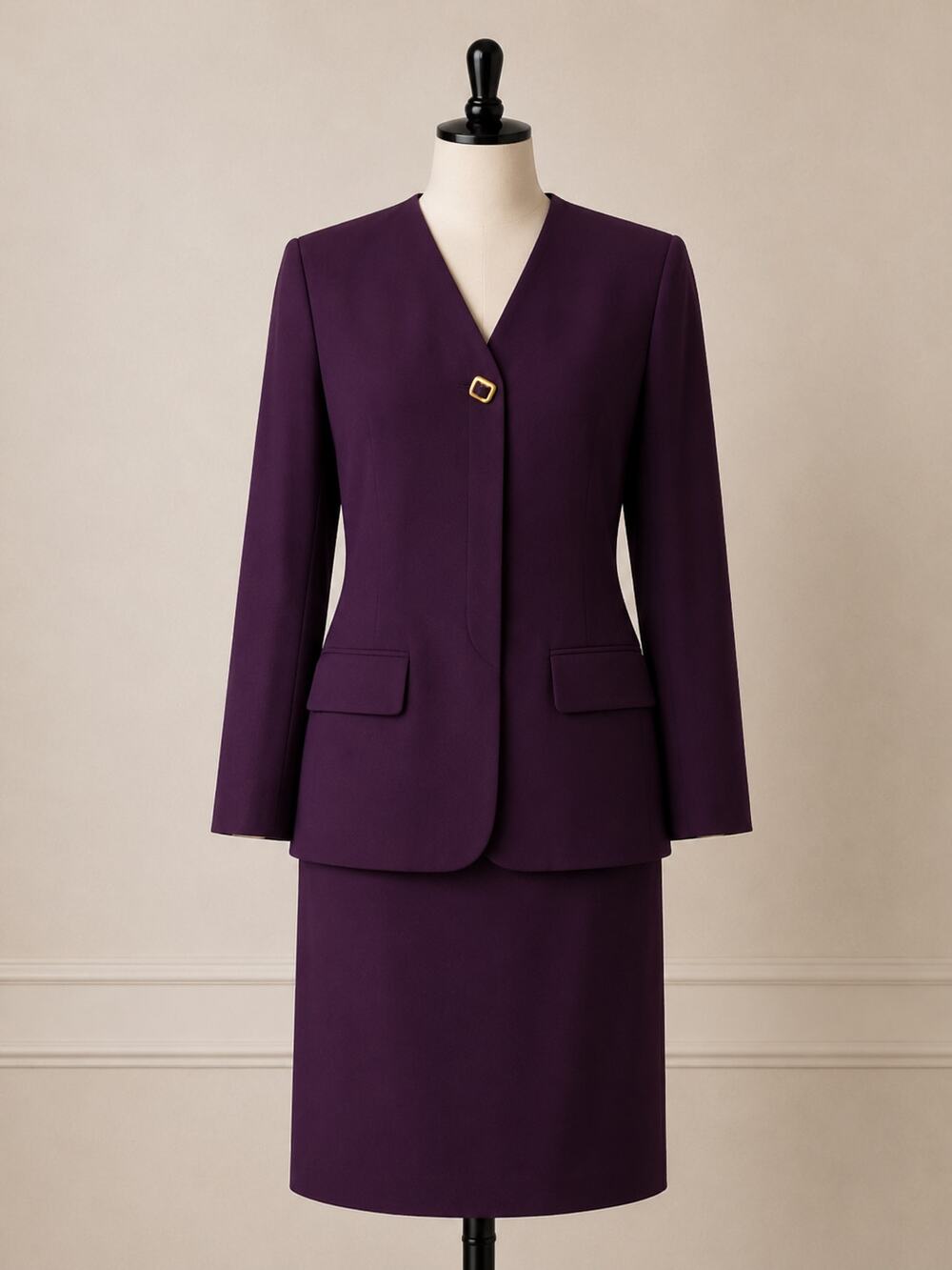 Kasper ASL Purple Plum Eggplant Pencil Skirt Suit Blazer Career Vintage Size 6